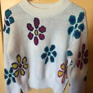 Vintage multicolor flower sweater longsleeve